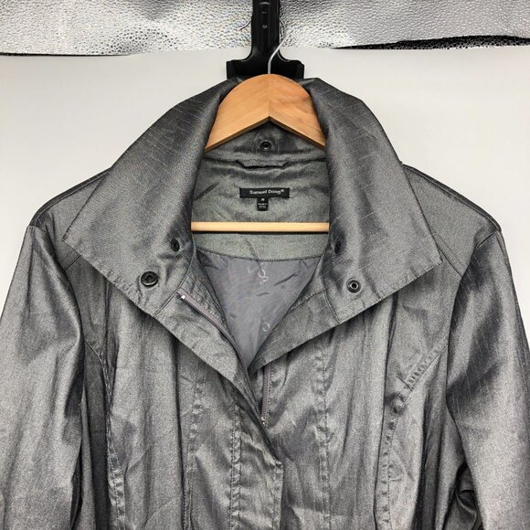 Samuel Dong Silver Gray Belted Water Resistant Bubble Hem Trench Coat size M - Picture 5 of 16